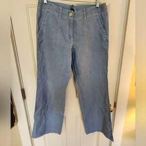 Tommy Bahama Linen Wide Leg Pants Size 8 Buccaneer Blue Beach Resort NWT Travel